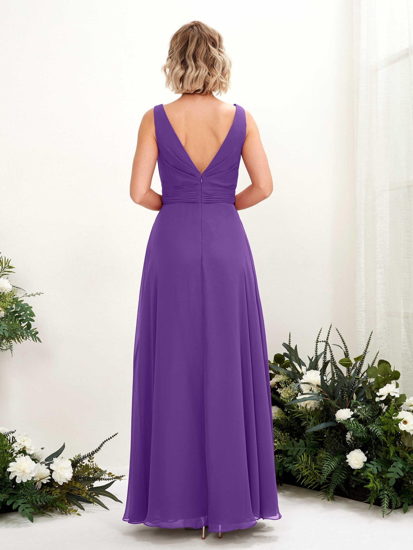 Carlyna Vestido línea A hasta el suelo escote bandeja dama de honor Regencia #color_regencia
