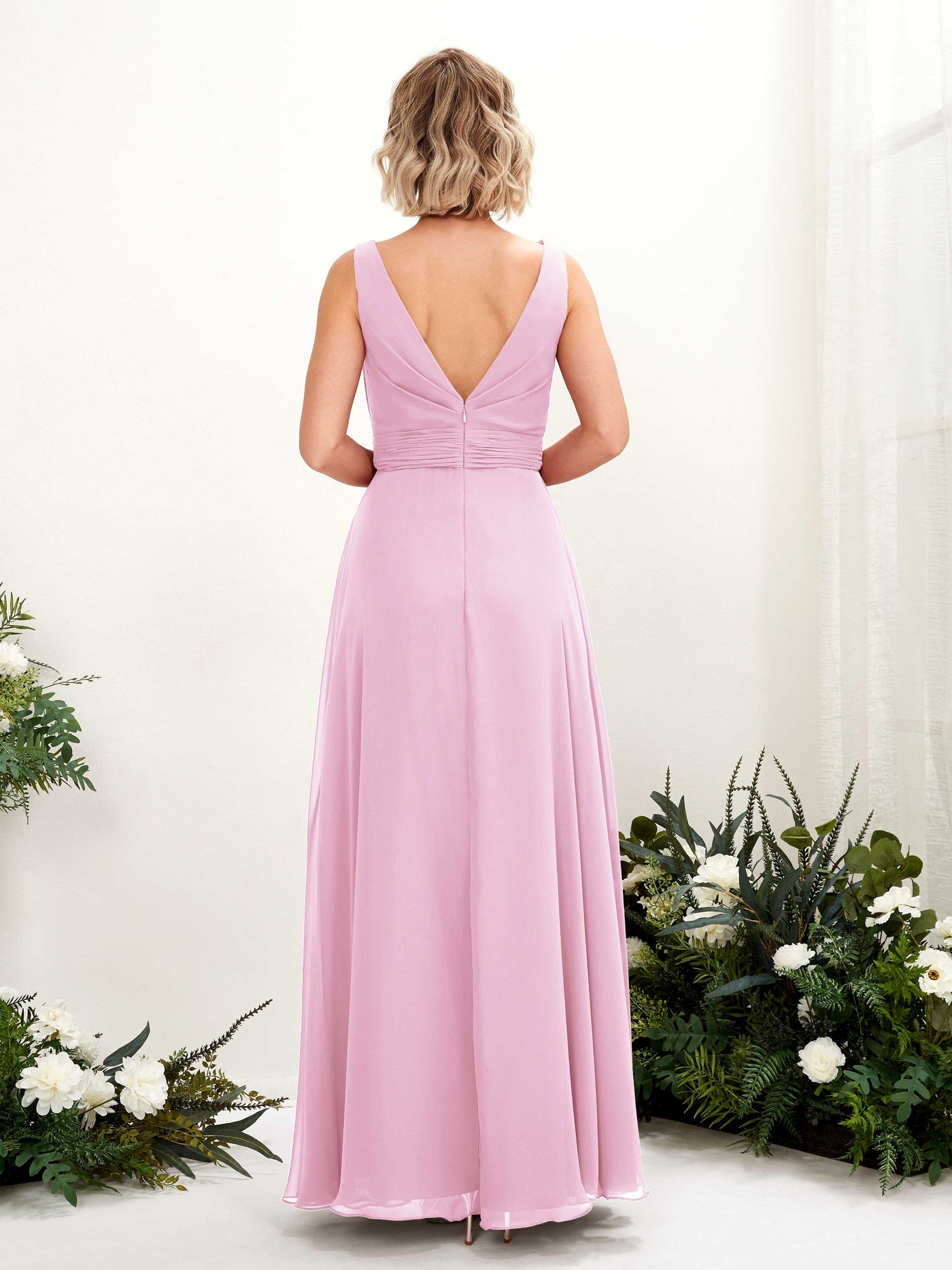 Carlyna Vestido línea A hasta el suelo escote bandeja dama de honor Rosa Caramelo #color_rosa-caramelo