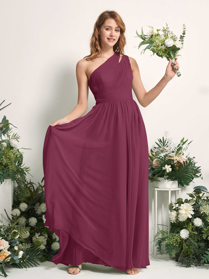 Carlyna Vestido Línea A Hasta el suelo Un Hombre Gasa Dama de honor Chianti 