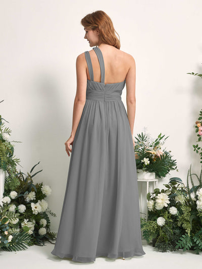 Carlyna Vestido Línea A Hasta el suelo Un Hombre Gasa Dama de honor Gris Acero #color_gris-acero