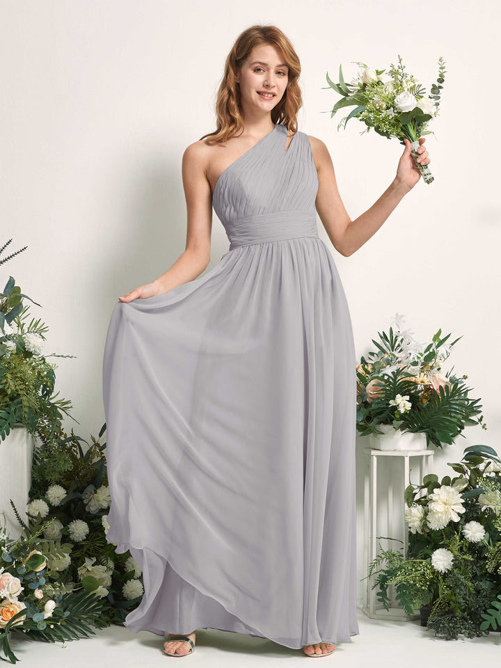Carlyna Vestido Línea A Hasta el suelo Un Hombre Gasa Dama de honor Gris Paloma 