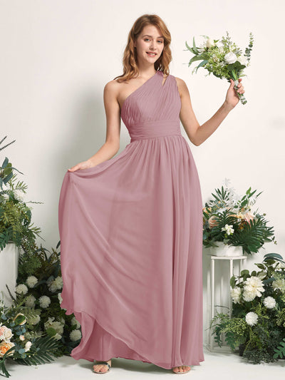 Carlyna Vestido Línea A Hasta el suelo Un Hombre Gasa Dama de honor Malva Clásico #color_malva-cl-sico