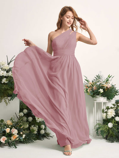 Carlyna Vestido Línea A Hasta el suelo Un Hombre Gasa Dama de honor Malva Clásico #color_malva-cl-sico