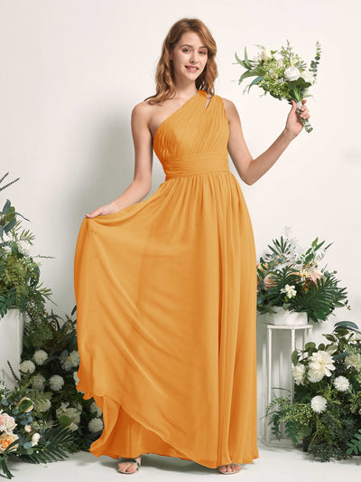 Carlyna Vestido Línea A Hasta el suelo Un Hombre Gasa Dama de honor Mango #color_mango