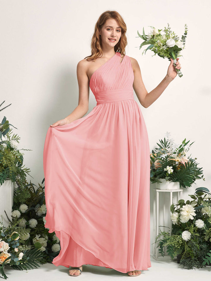 Carlyna Vestido Línea A Hasta el suelo Un Hombre Gasa Dama de honor Rosa Ballet 