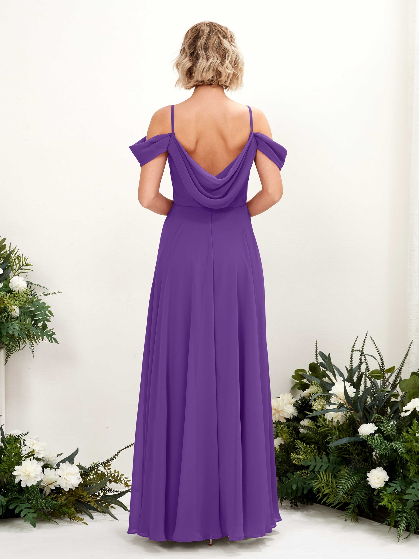 Carlyna Vestido Línea A Hombros caídos Hasta el suelo Gasa dama de honor Regencia #color_regencia