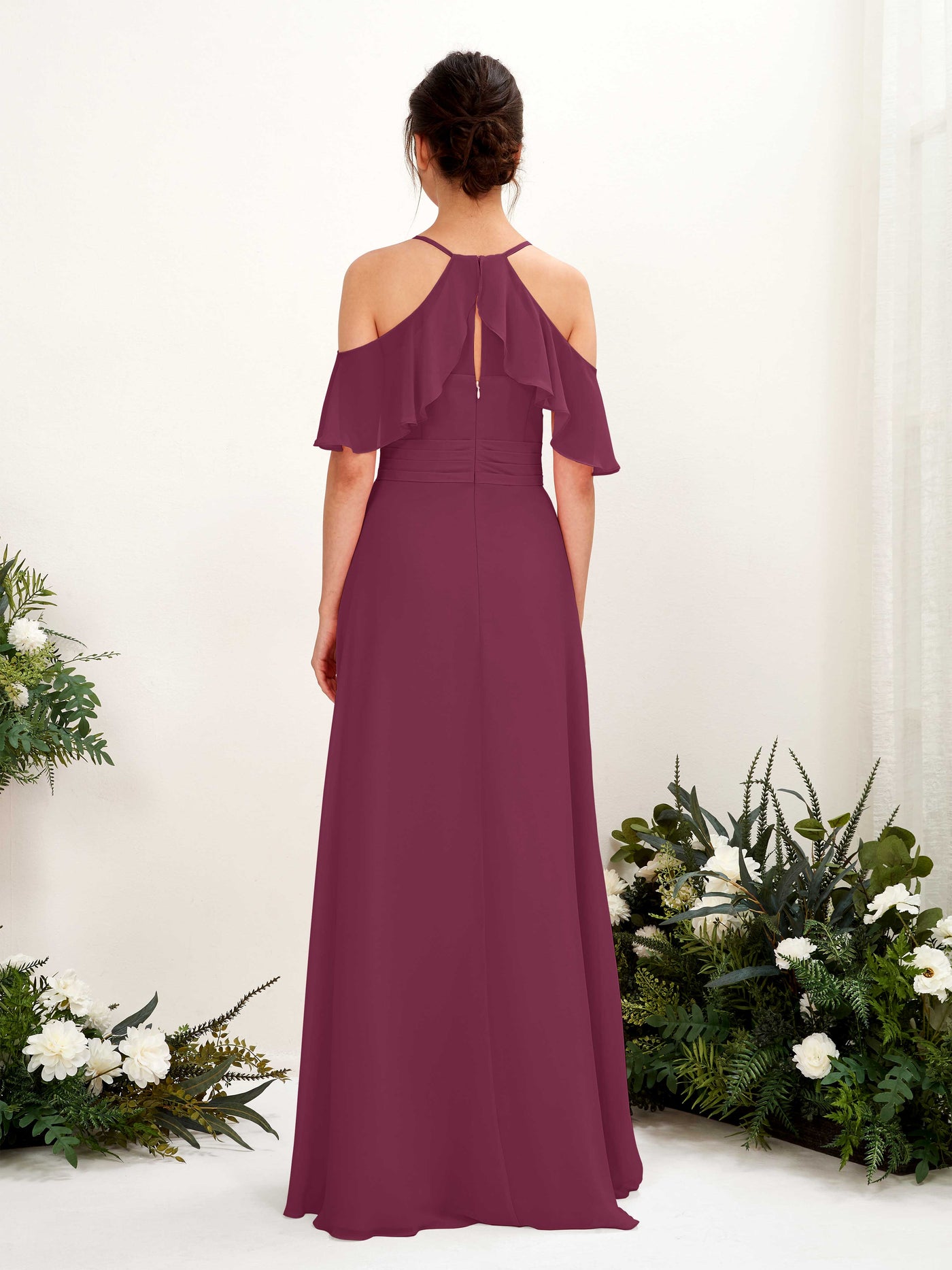 Carlyna Vestido Línea A Hombros Caídos Hasta el suelo Vestidos de dama de honor Chianti #color_chianti