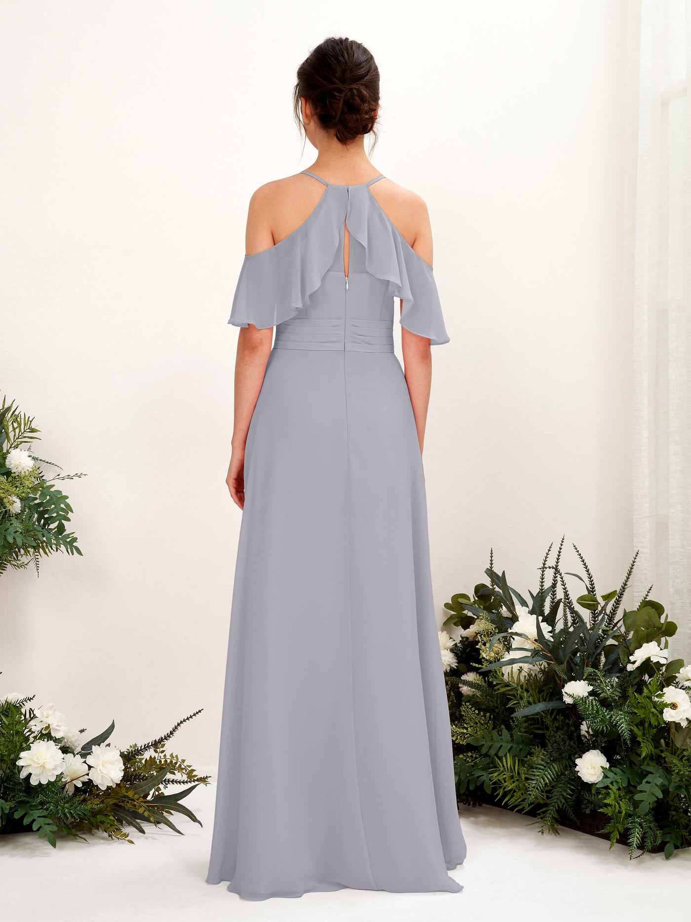 Carlyna Vestido Línea A Hombros Caídos Hasta el suelo Vestidos de dama de honor Lavanda Viejo #color_lavanda-viejo