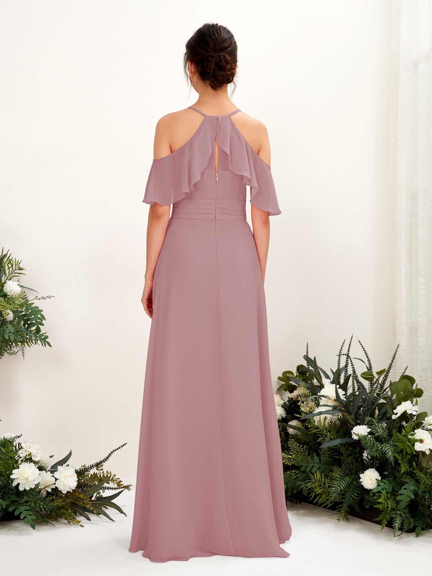 Carlyna Vestido Línea A Hombros Caídos Hasta el suelo Vestidos de dama de honor Malva Clásico #color_malva-cl-sico