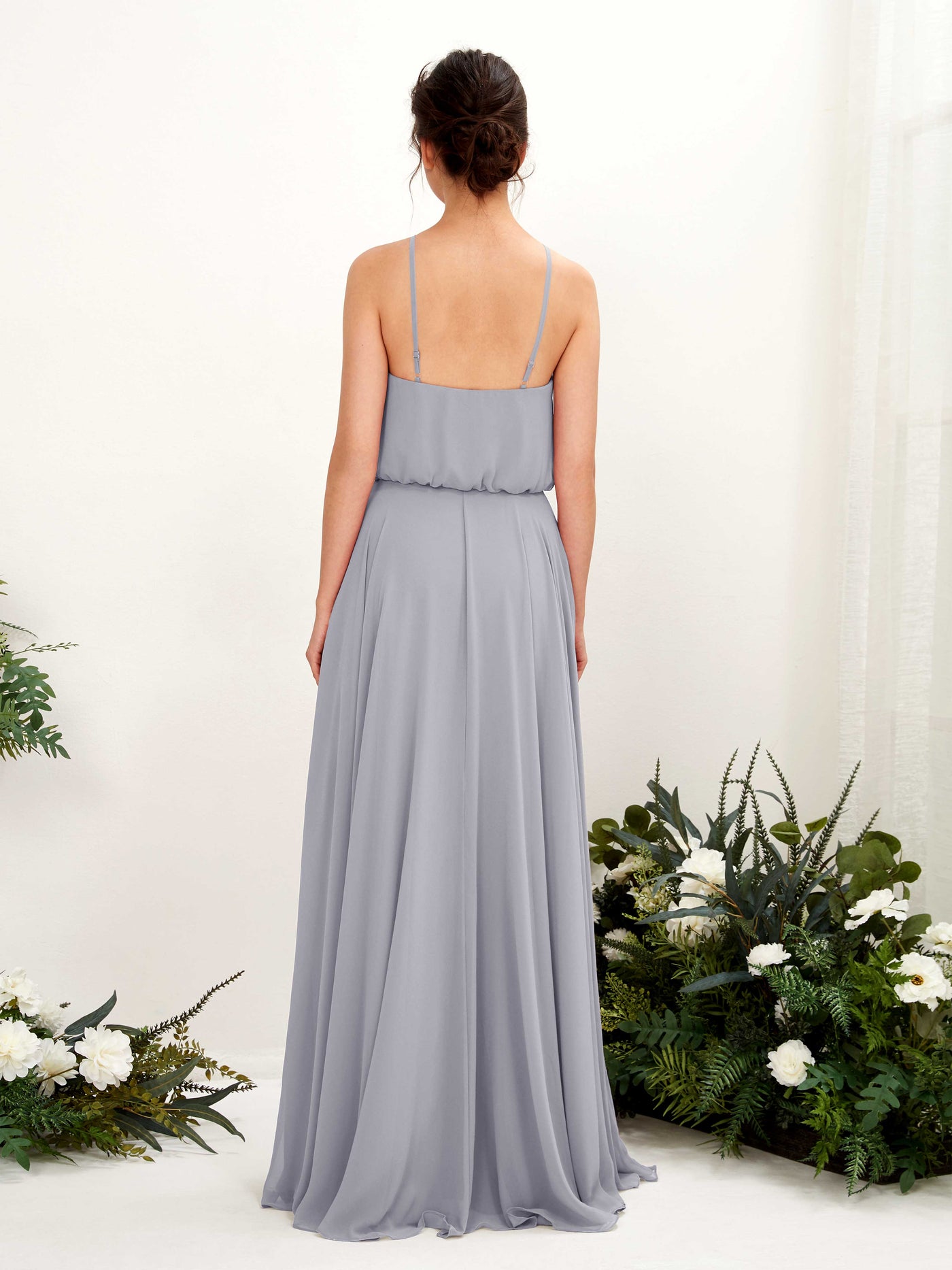 Carlyna Vestido línea A tirantes finos gasa hasta el suelo Lavanda Viejo #color_lavanda-viejo