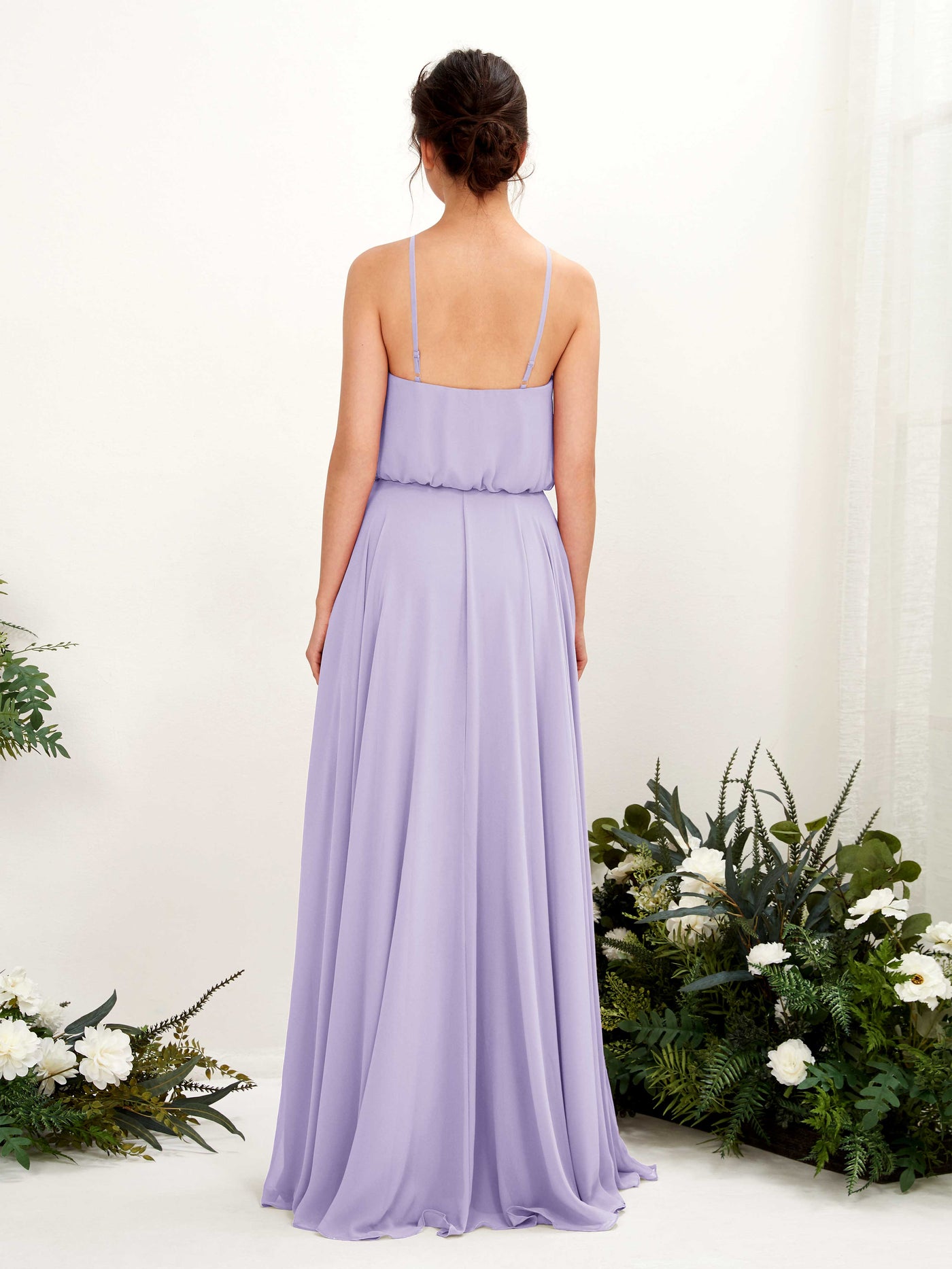Carlyna Vestido línea A tirantes finos gasa hasta el suelo Lila #color_lila