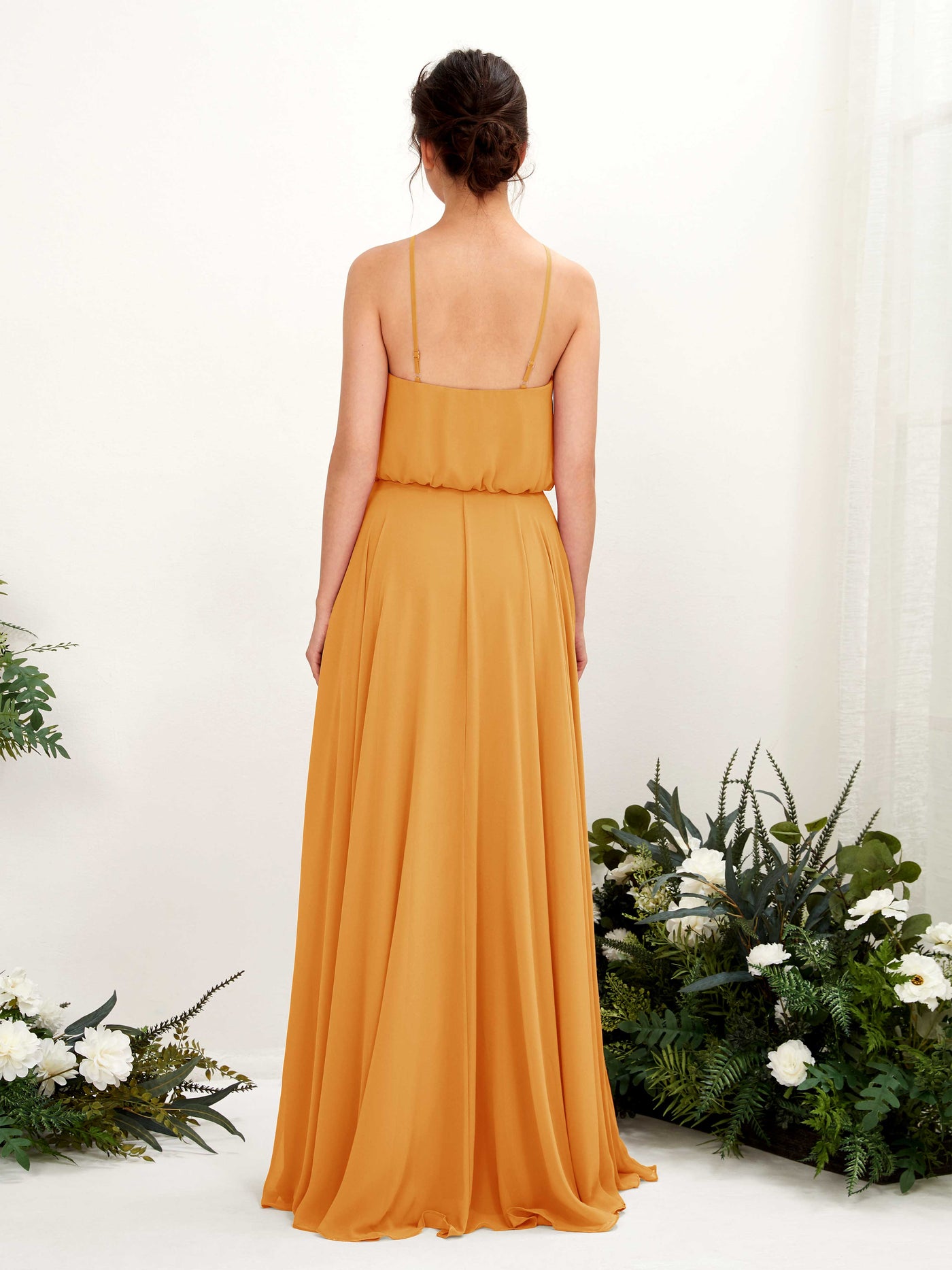 Carlyna Vestido línea A tirantes finos gasa hasta el suelo Mango #color_mango