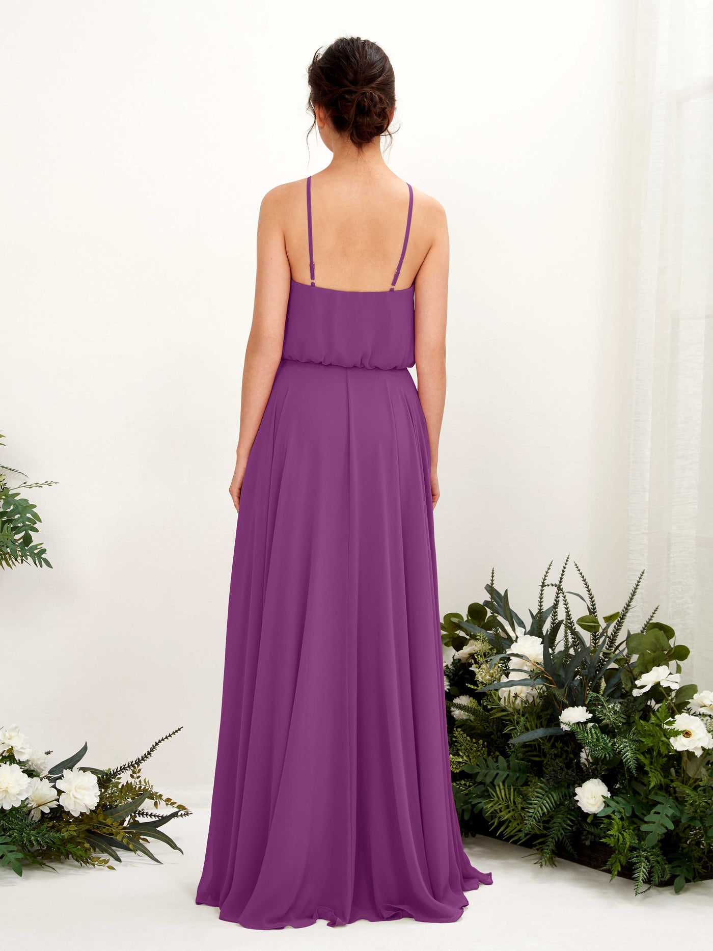 Carlyna Vestido línea A tirantes finos gasa hasta el suelo Púrpura #color_p-rpura