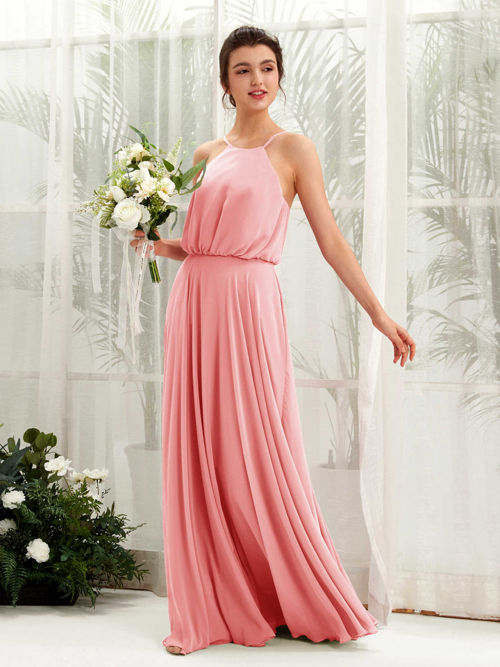 Carlyna Vestido línea A tirantes finos gasa hasta el suelo Rosa Ballet 
