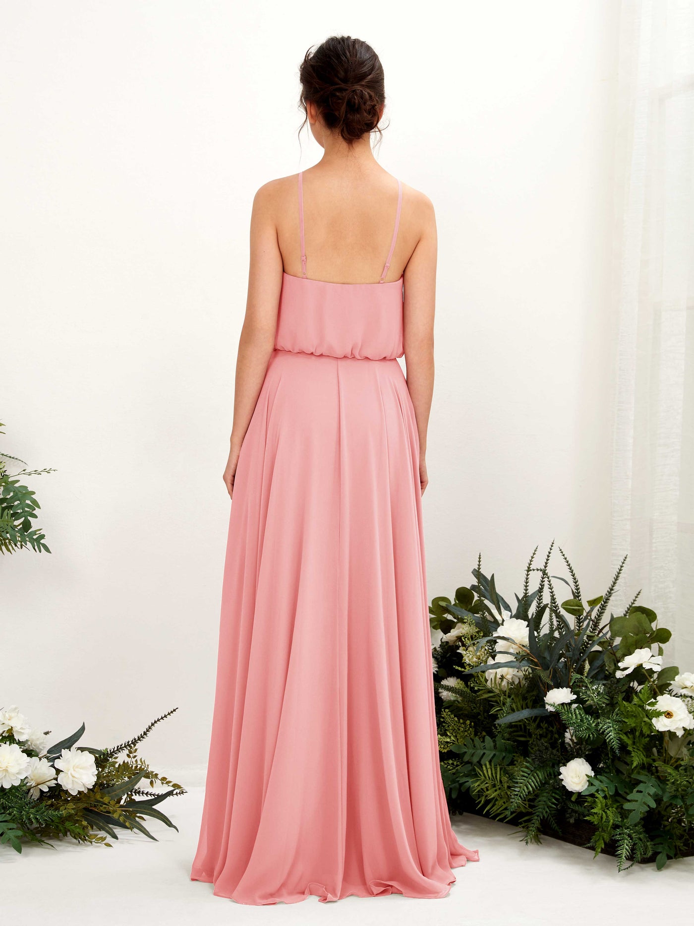 Carlyna Vestido línea A tirantes finos gasa hasta el suelo Rosa Ballet #color_rosa-ballet