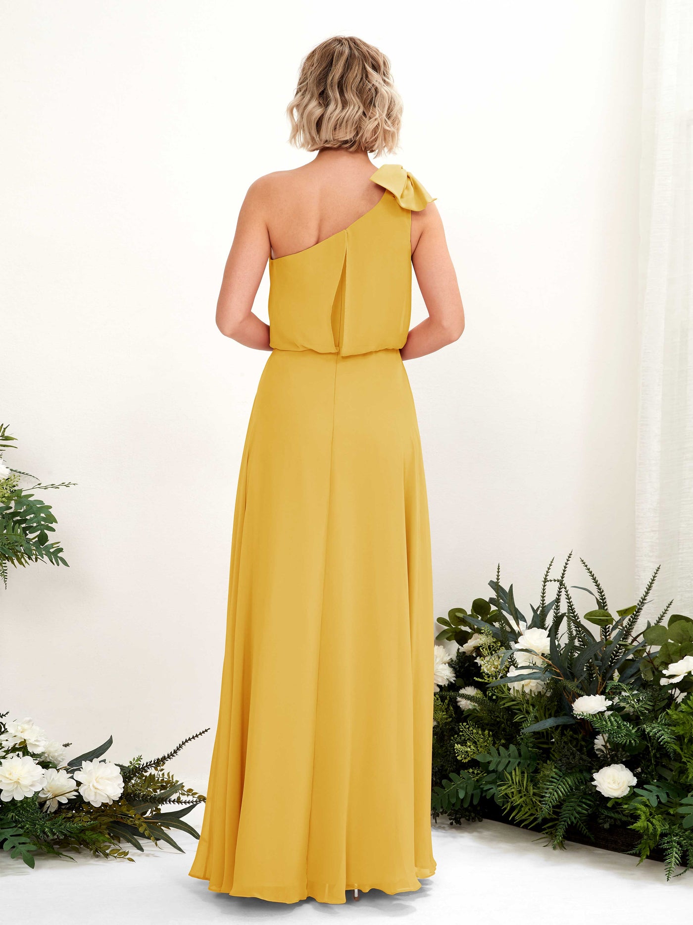 Carlyna Vestido línea A un hombre hasta el suelo dama de honor Amarillo Mostaza #color_amarillo-mostaza