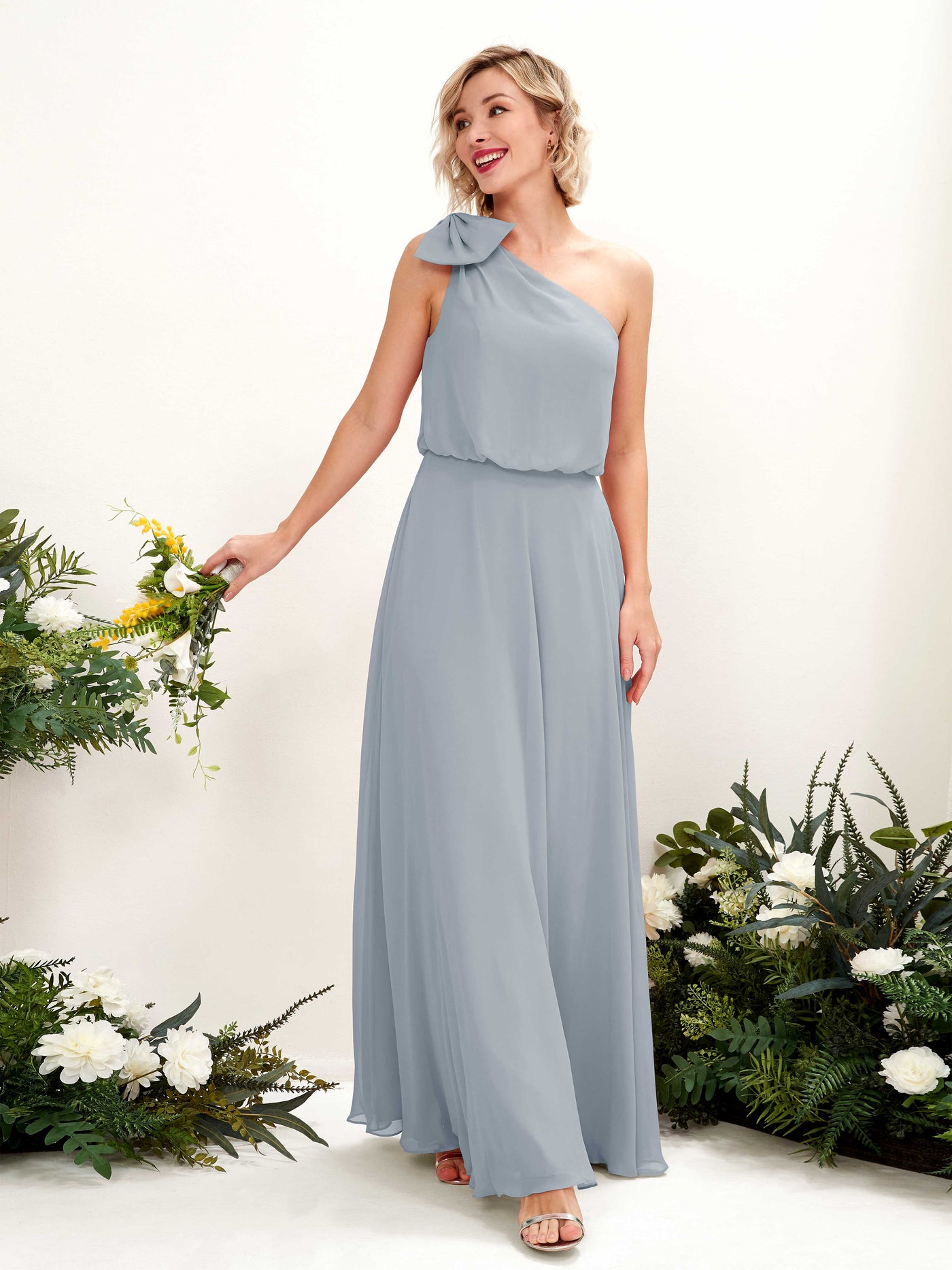 Carlyna Vestido línea A un hombre hasta el suelo dama de honor Azul Empolvado Mejorado #color_azul-empolvado-mejorado