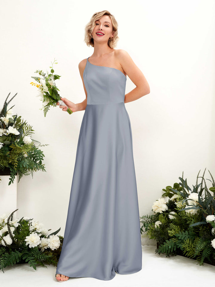 Carlyna Vestido Línea A Un Hombre Hasta el Suelo Dama de Honor Azul Polvoriento 