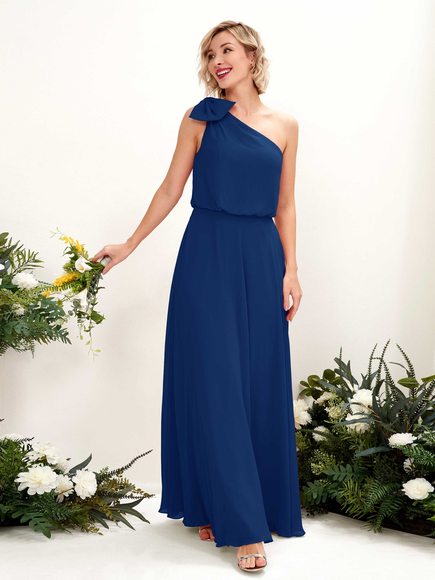 Carlyna Vestido línea A un hombre hasta el suelo dama de honor Azul Real #color_azul-real