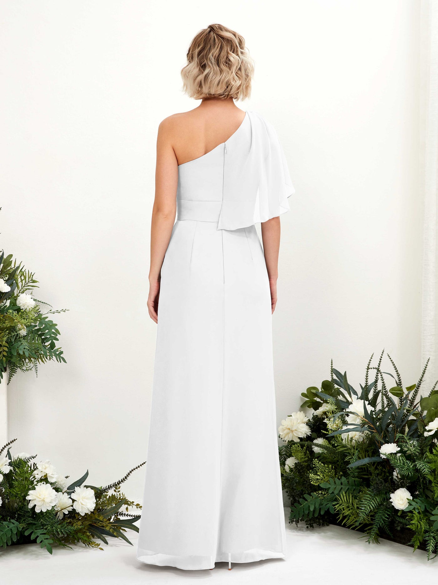 Carlyna Vestido Línea A Un Hombre Hasta el suelo Dama de honor Blanco #color_blanco
