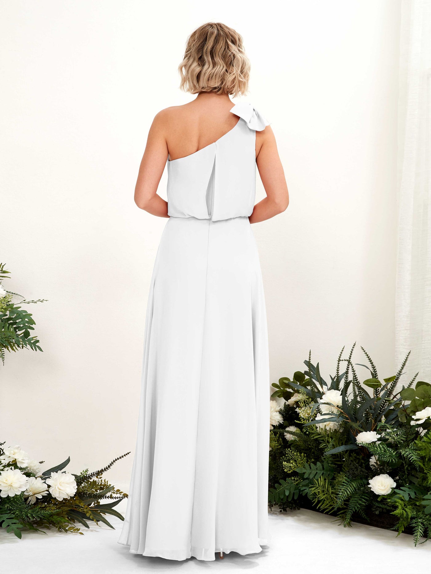 Carlyna Vestido línea A un hombre hasta el suelo dama de honor Blanco #color_blanco