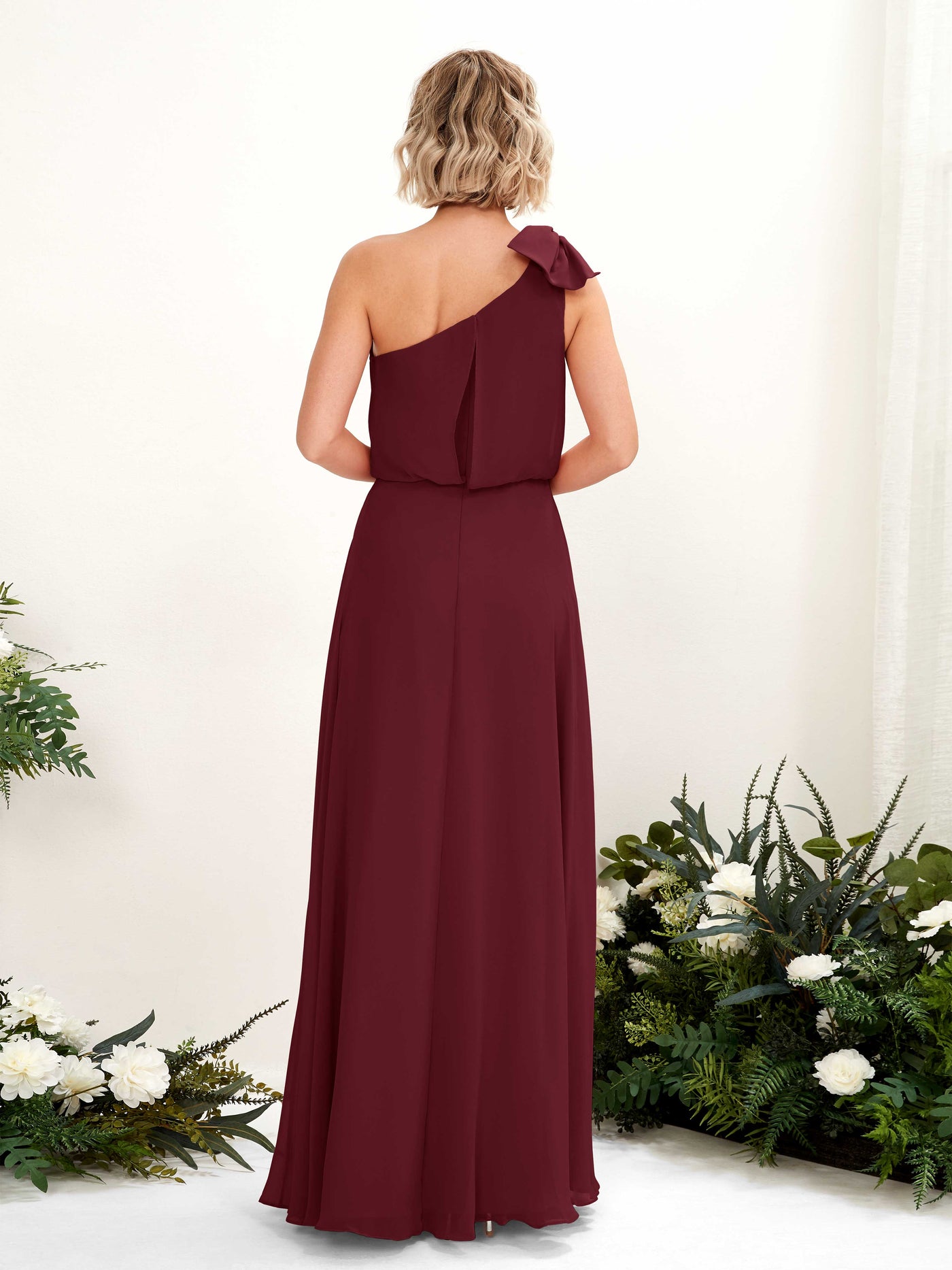 Carlyna Vestido línea A un hombre hasta el suelo dama de honor Borgoña #color_borgo-a