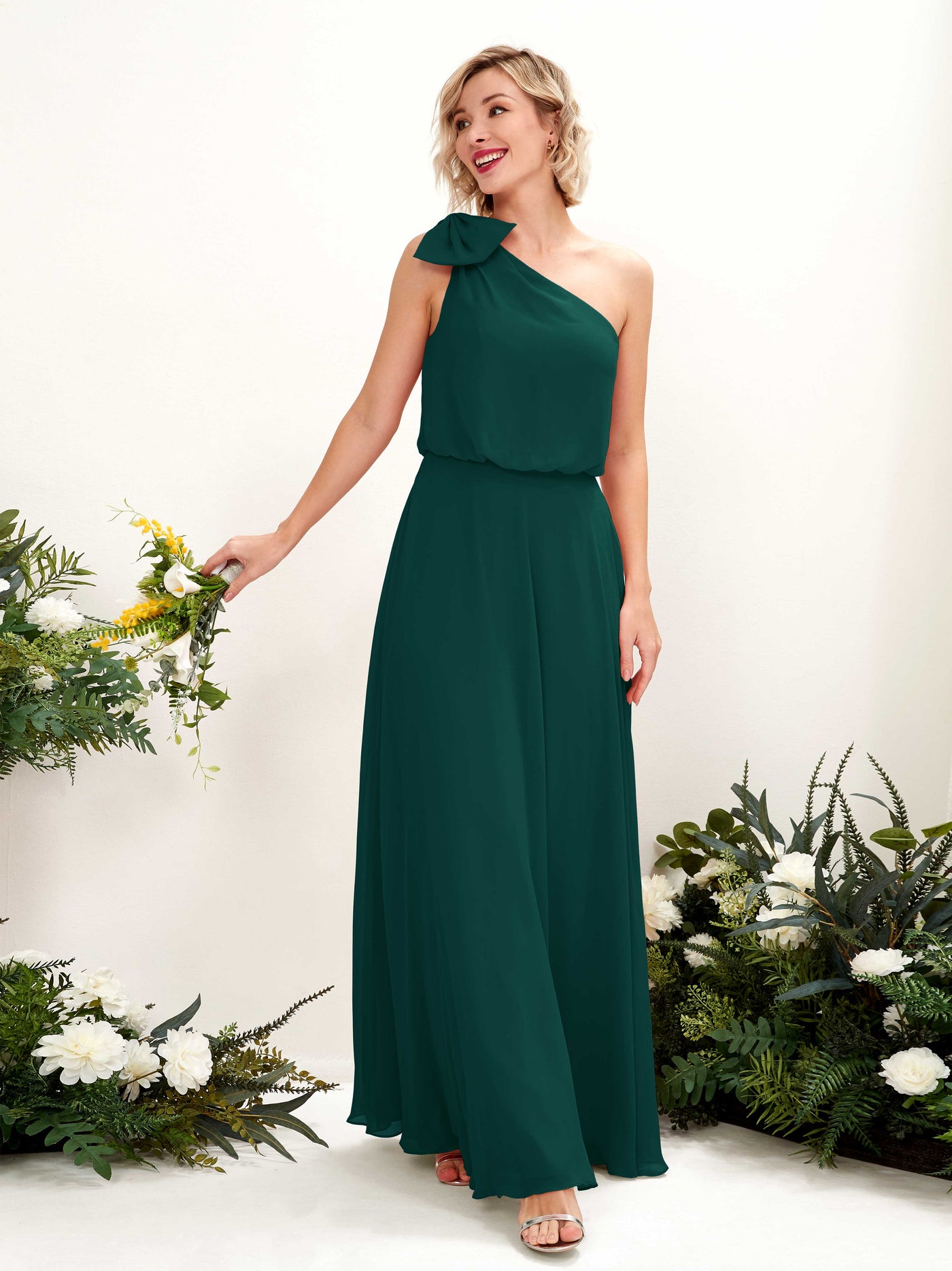 Carlyna Vestido línea A un hombre hasta el suelo dama de honor Esmeralda Oscuro #color_esmeralda-oscuro
