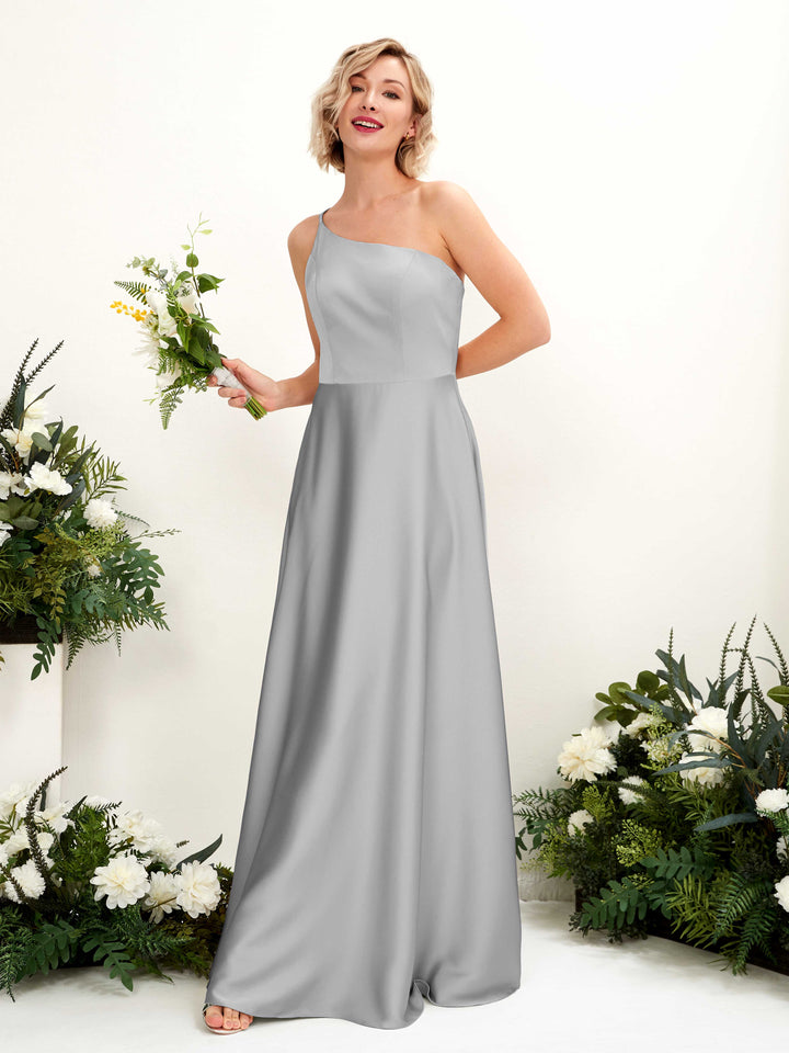 Carlyna Vestido Línea A Un Hombre Hasta el Suelo Dama de Honor Gris Paloma 
