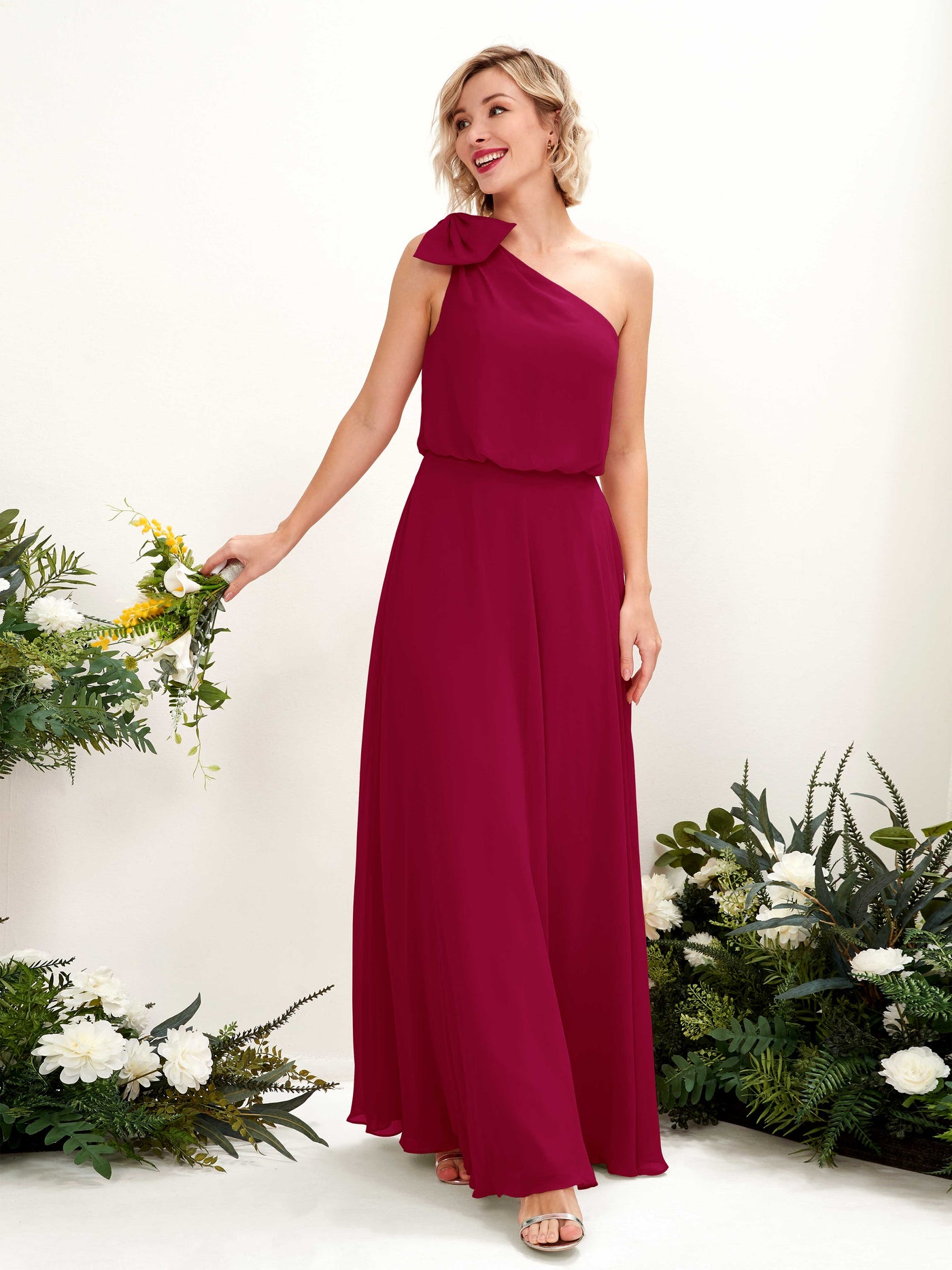 Carlyna Vestido línea A un hombre hasta el suelo dama de honor Rojo Bufón #color_rojo-buf-n