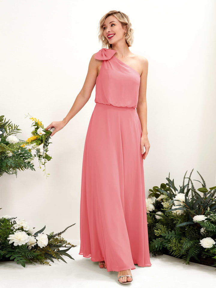 Carlyna Vestido línea A un hombre hasta el suelo dama de honor Rosa Coral 