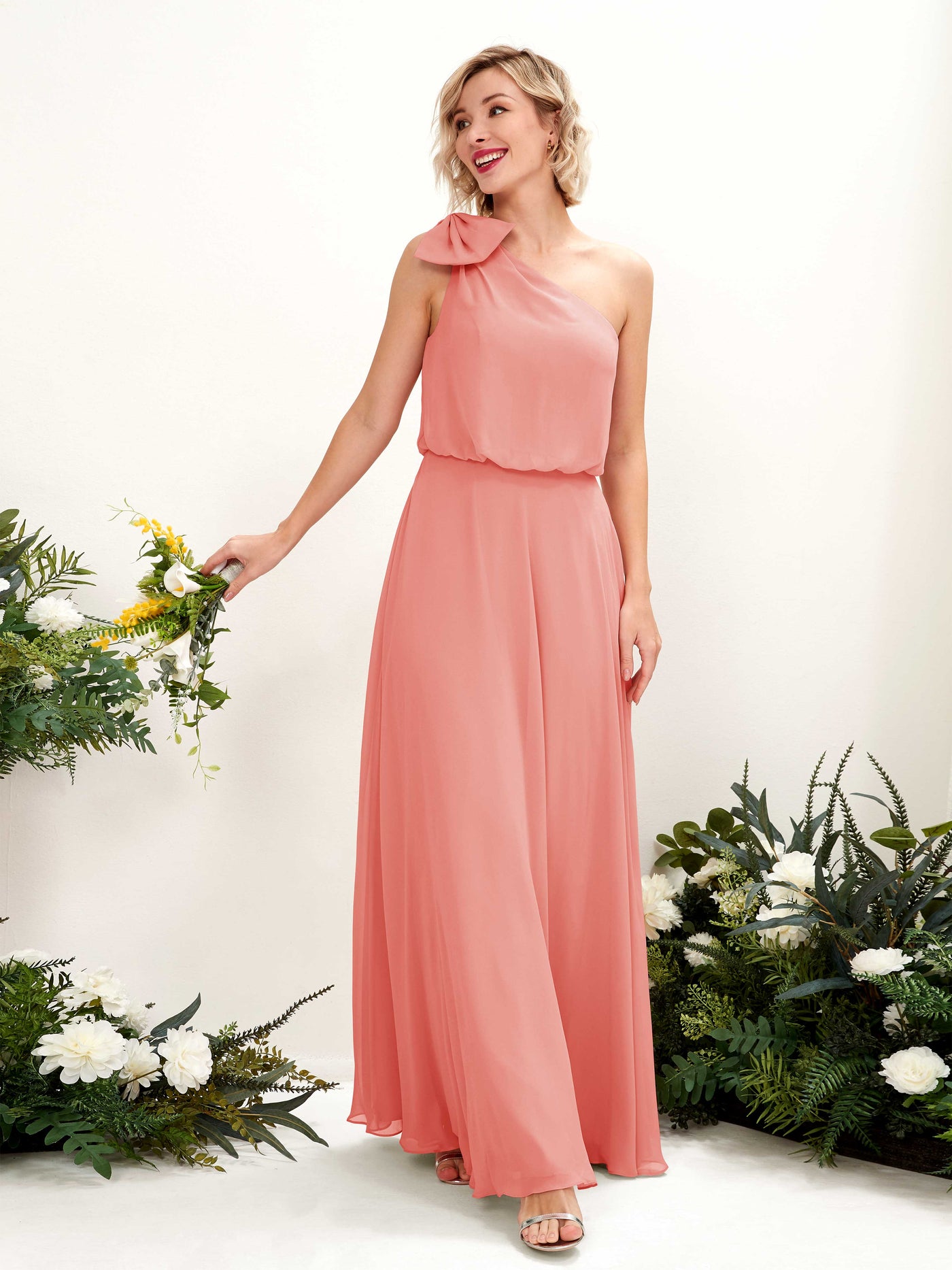 Carlyna Vestido línea A un hombre hasta el suelo dama de honor Rosa Melocotón #color_rosa-melocot-n