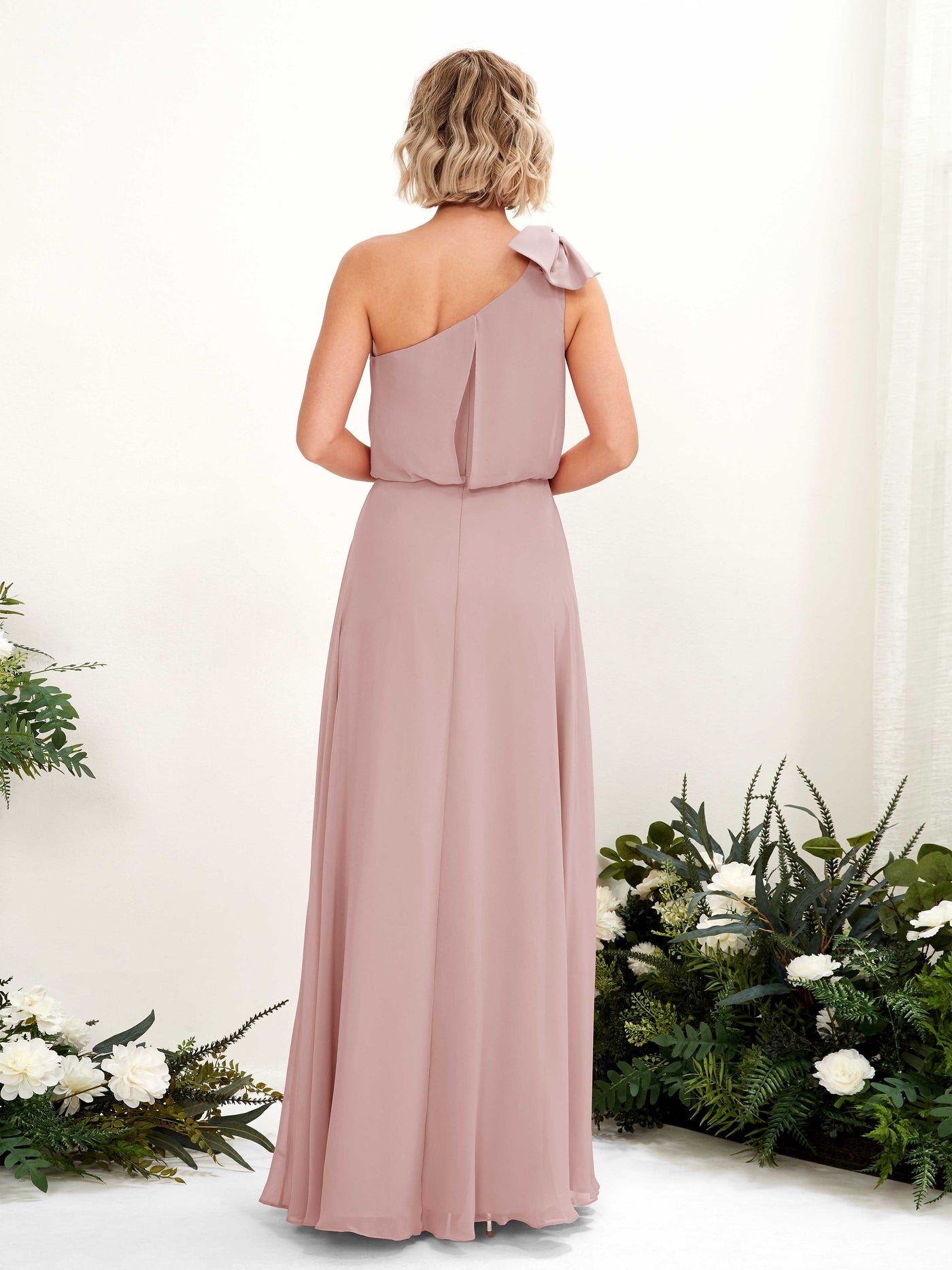Carlyna Vestido línea A un hombre hasta el suelo dama de honor Rosa Polvorienta #color_rosa-polvorienta