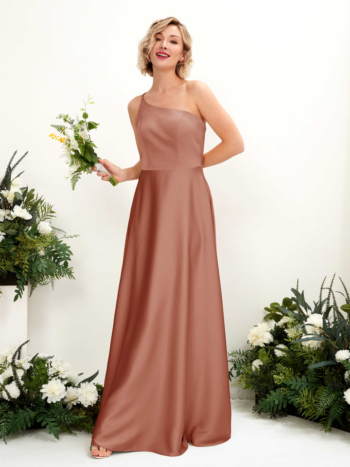 Carlyna Vestido Línea A Un Hombre Hasta el Suelo Dama de Honor Siena Natural 
