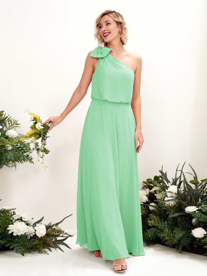 Carlyna Vestido línea A un hombre hasta el suelo dama de honor Verde Menta 