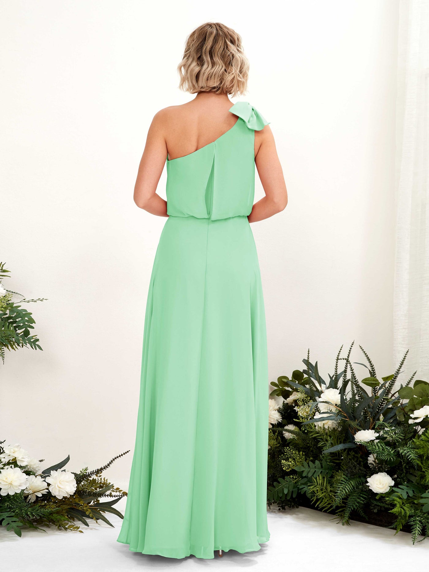 Carlyna Vestido línea A un hombre hasta el suelo dama de honor Verde Menta #color_verde-menta