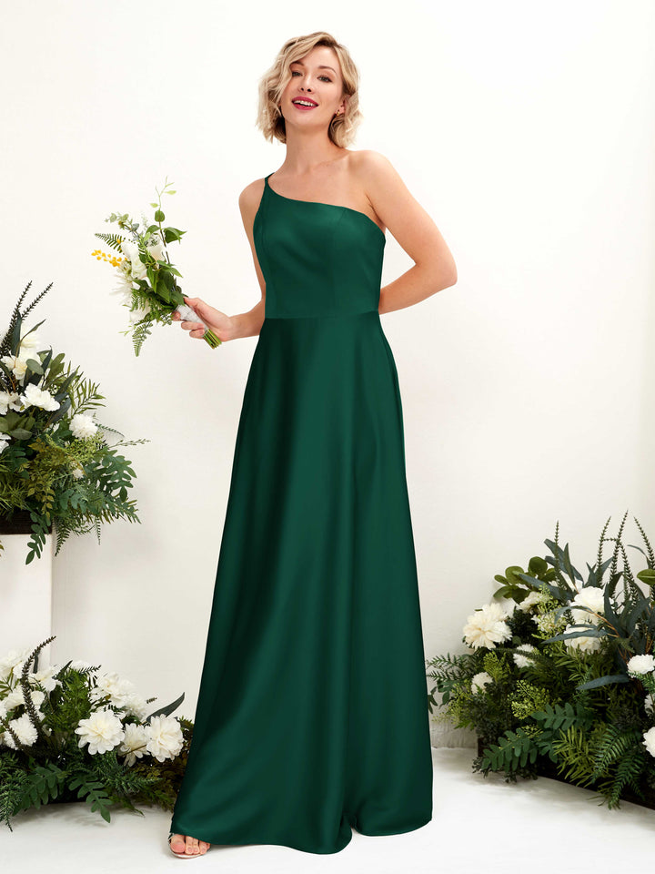 Carlyna Vestido Línea A Un Hombre Hasta el Suelo Dama de Honor Verde Militer 