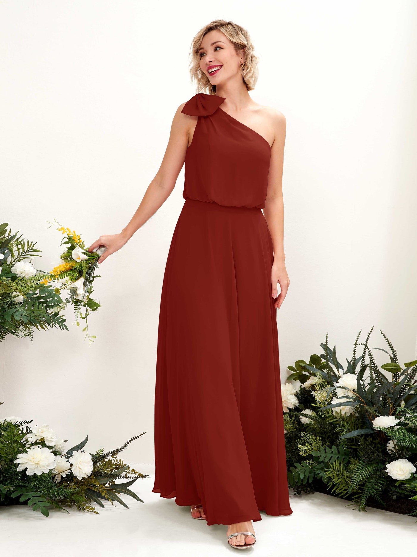 Carlyna Vestido línea A un hombre hasta el suelo dama de honor Óxido #color_xido