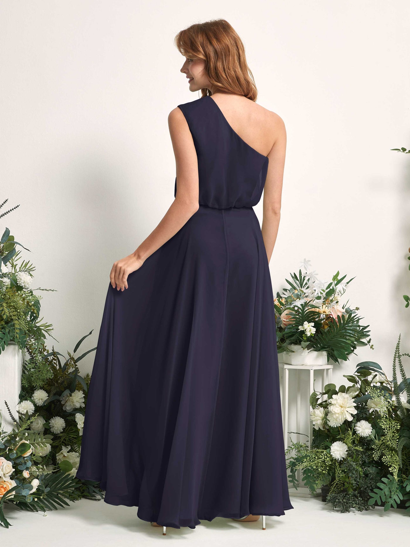 Carlyna Vestido Línea A Un Hombre Hasta el Suelo Vestidos de Dama de Honor Azul Marino Oscuro #color_azul-marino-oscuro