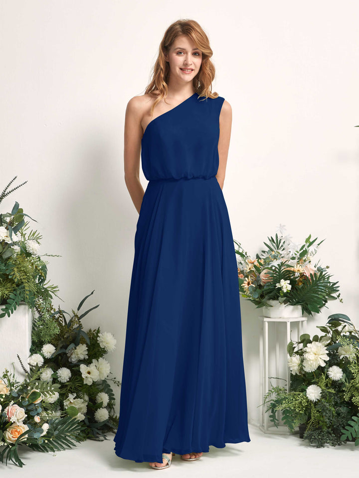 Carlyna Vestido Línea A Un Hombre Hasta el Suelo Vestidos de Dama de Honor Azul Real 