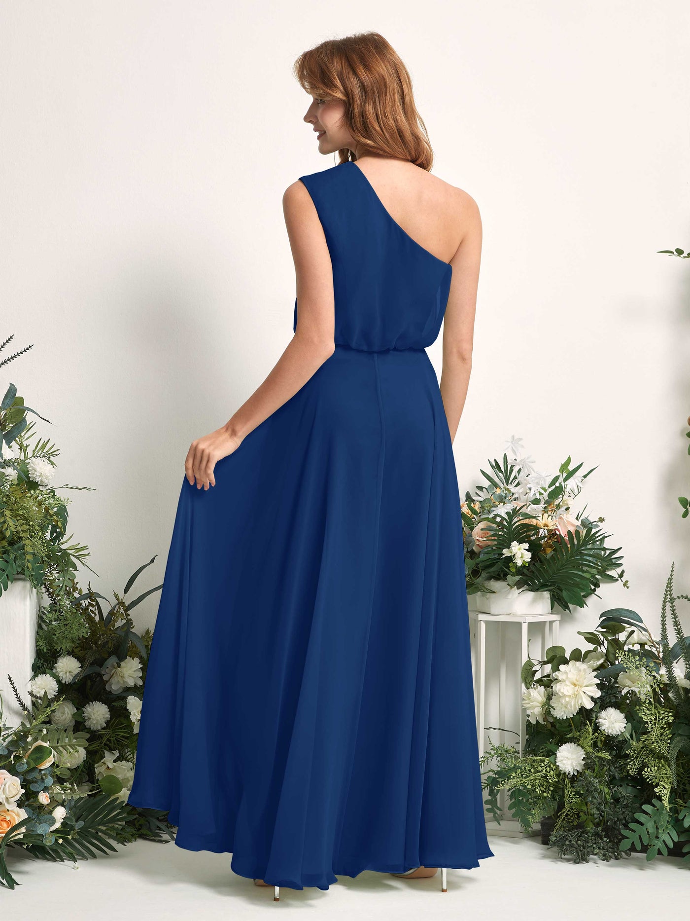 Carlyna Vestido Línea A Un Hombre Hasta el Suelo Vestidos de Dama de Honor Azul Real #color_azul-real