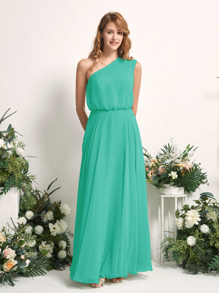 Carlyna Vestido Línea A Un Hombre Hasta el Suelo Vestidos de Dama de Honor Azul Tiffany 