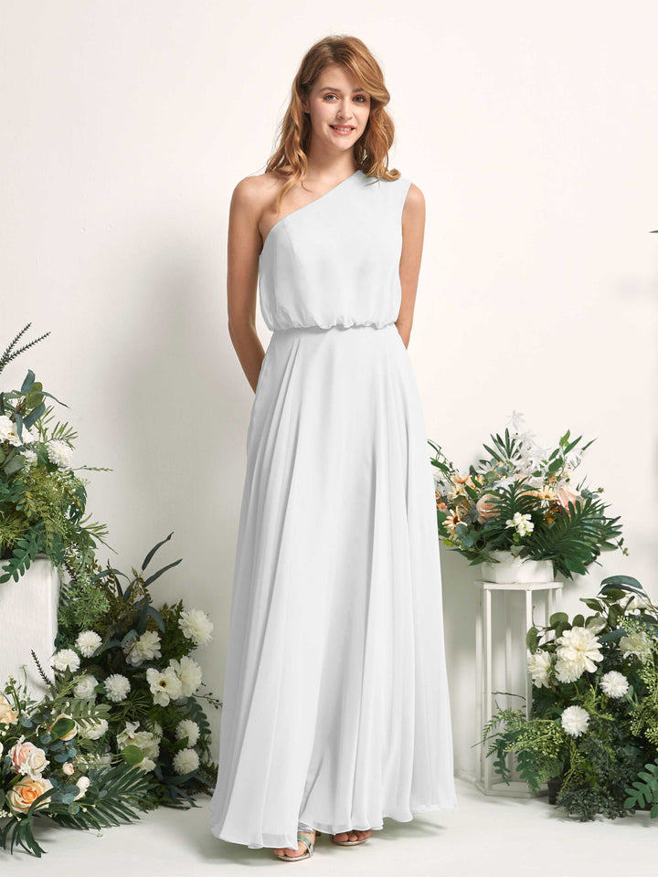 Carlyna Vestido Línea A Un Hombre Hasta el Suelo Vestidos de Dama de Honor Blanco 