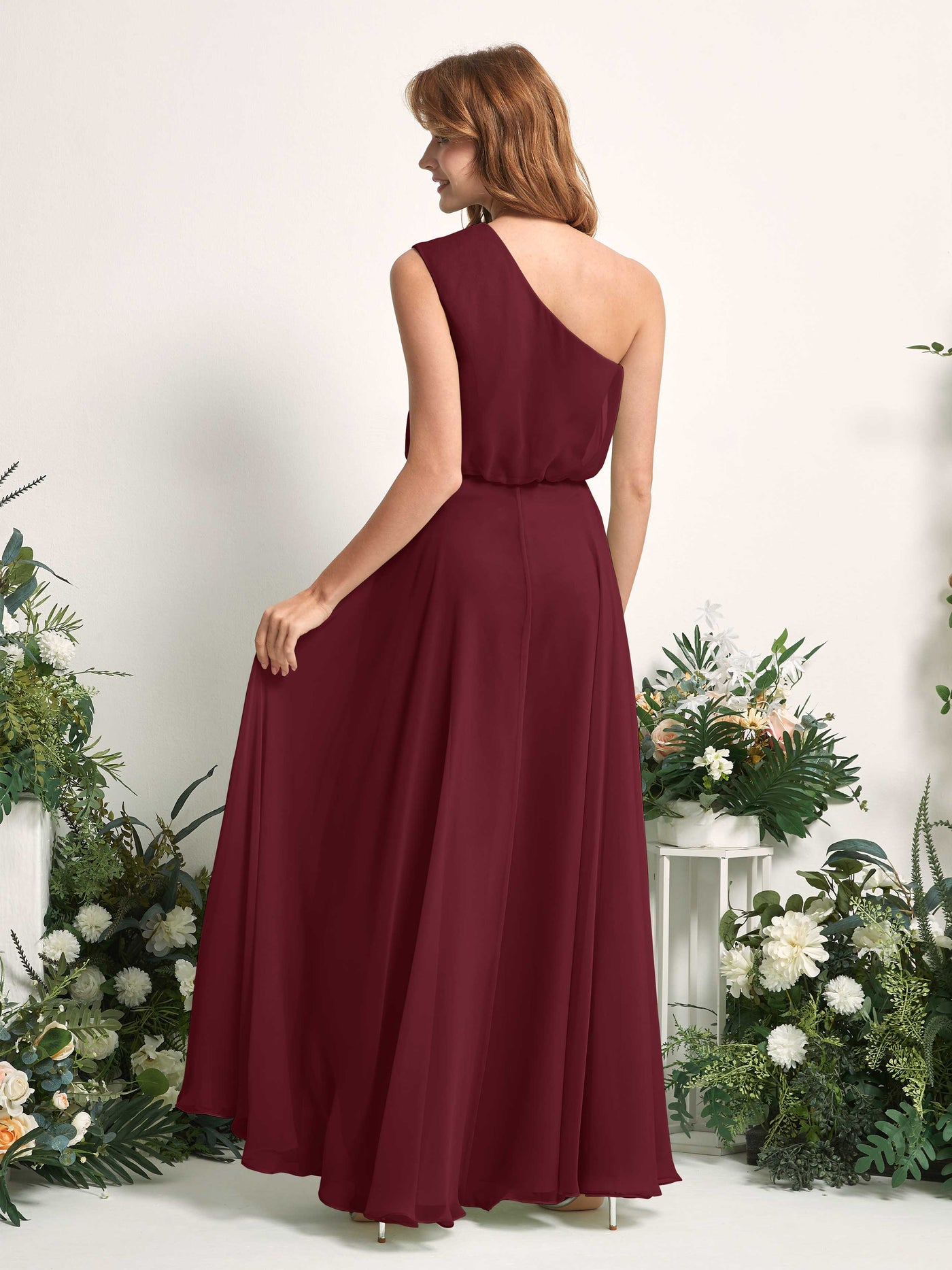 Carlyna Vestido Línea A Un Hombre Hasta el Suelo Vestidos de Dama de Honor Borgoña #color_borgo-a