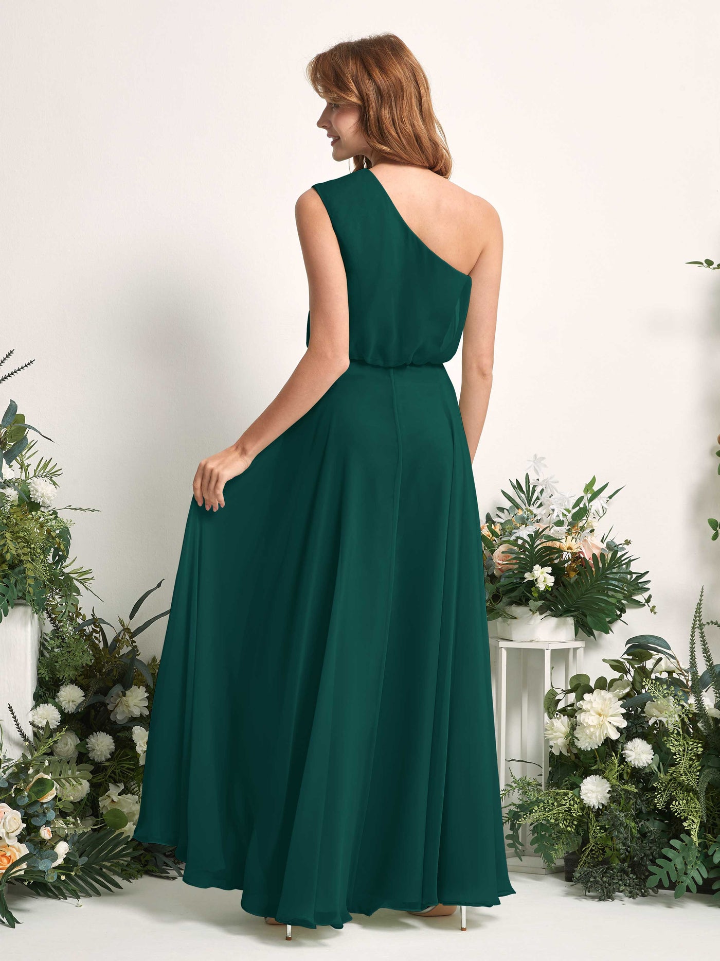 Carlyna Vestido Línea A Un Hombre Hasta el Suelo Vestidos de Dama de Honor Esmeralda Oscuro #color_esmeralda-oscuro