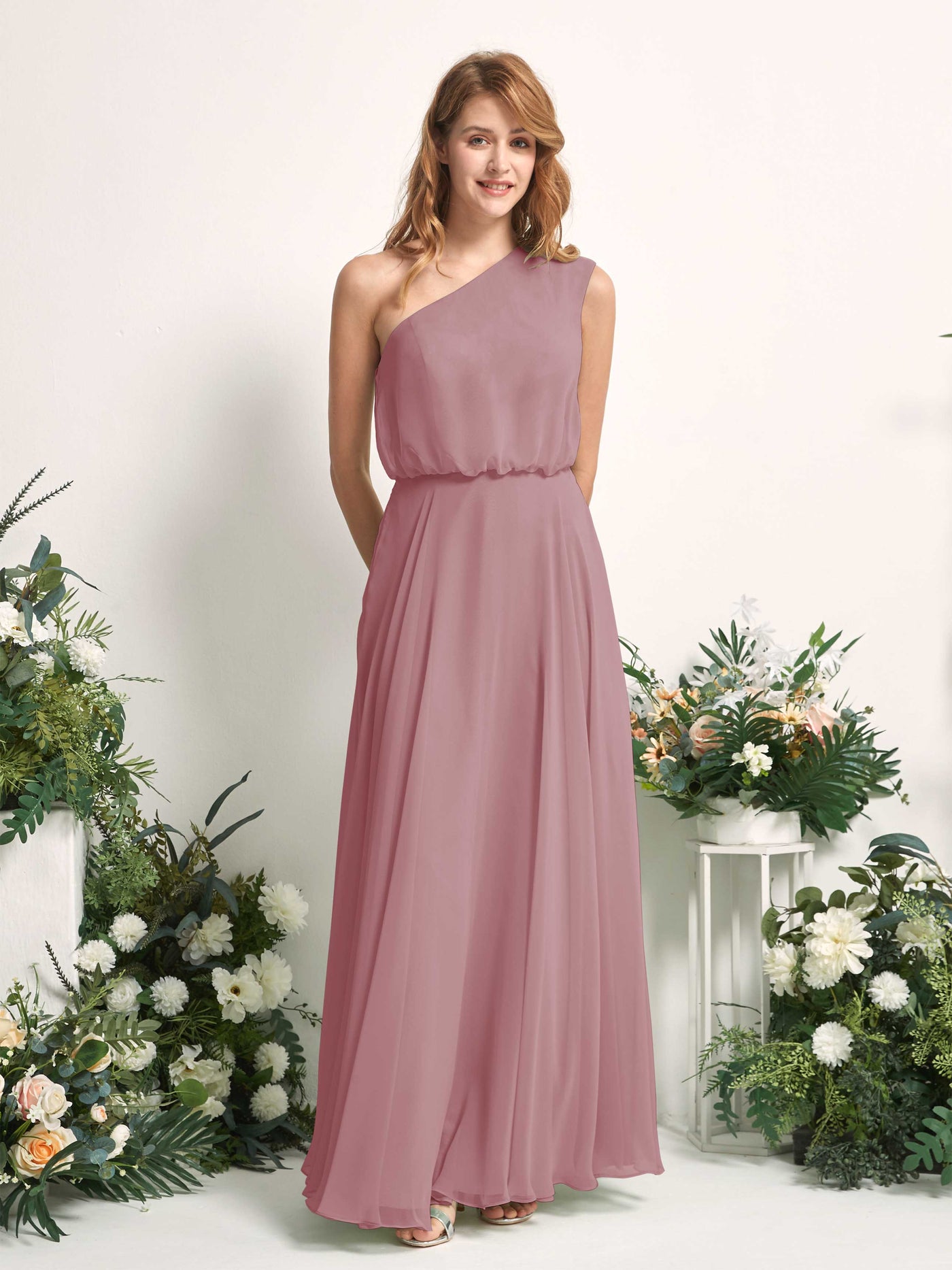Carlyna Vestido Línea A Un Hombre Hasta el Suelo Vestidos de Dama de Honor Malva Clásico #color_malva-cl-sico