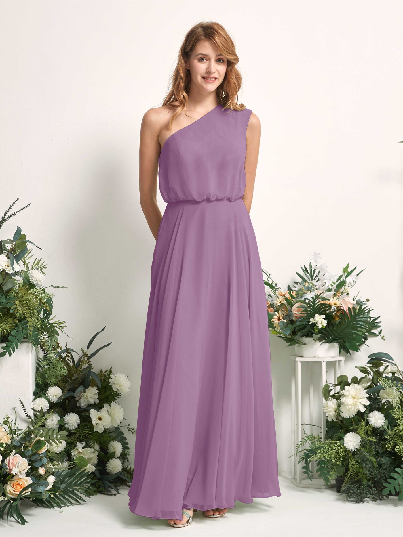 Carlyna Vestido Línea A Un Hombre Hasta el Suelo Vestidos de Dama de Honor Niebla Orquídea #color_niebla-orqu-dea