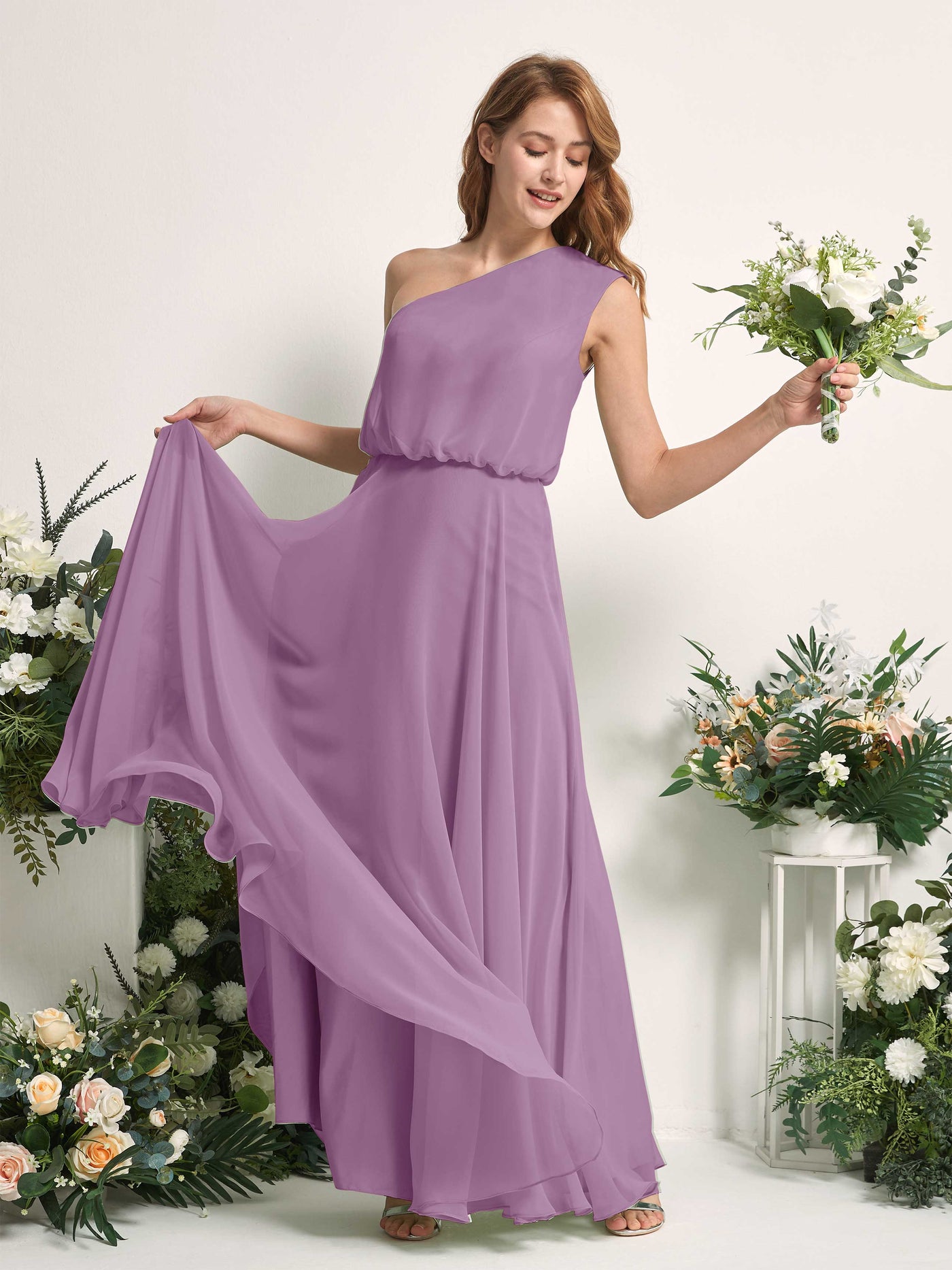 Carlyna Vestido Línea A Un Hombre Hasta el Suelo Vestidos de Dama de Honor Niebla Orquídea #color_niebla-orqu-dea