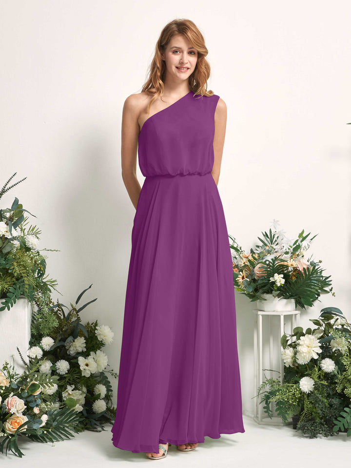 Carlyna Vestido Línea A Un Hombre Hasta el Suelo Vestidos de Dama de Honor Púrpura 