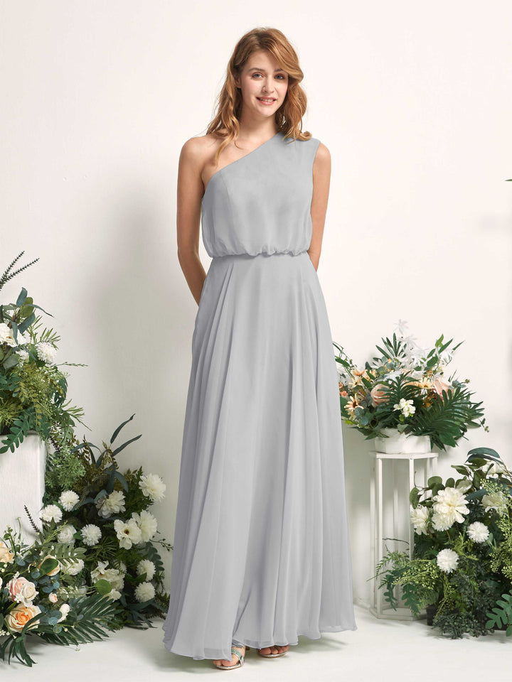 Carlyna Vestido Línea A Un Hombre Hasta el Suelo Vestidos de Dama de Honor Plata 