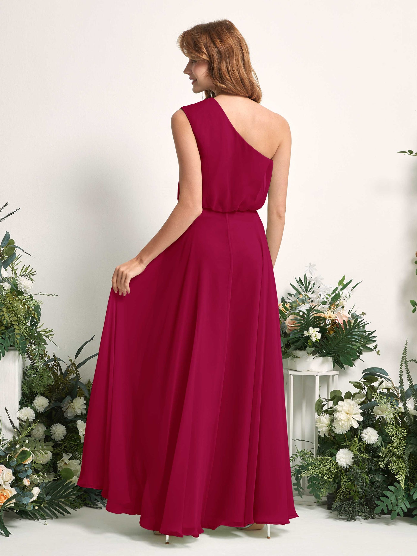 Carlyna Vestido Línea A Un Hombre Hasta el Suelo Vestidos de Dama de Honor Rojo Bufón #color_rojo-buf-n